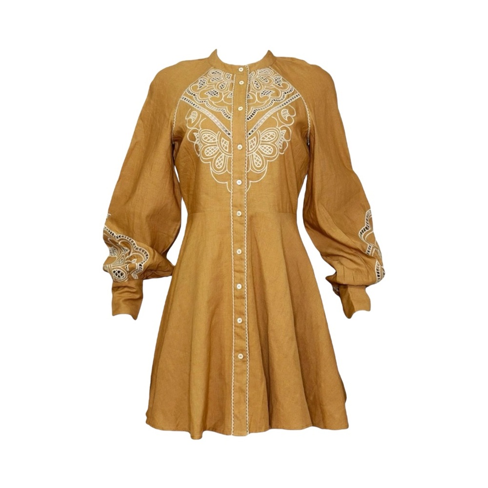 SÉZANE Caprice Linen Dress, Camel, FR36